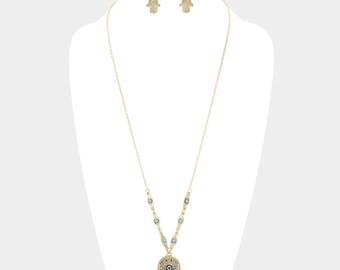 Hamsa long Necklace set