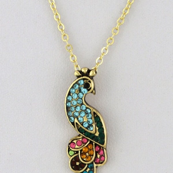 Peacock Stoned Pendant Necklace