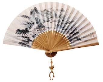 Korean Traditional art work ‘Segeomjeongdo’ Folding Hanji(Korean Paper) Fans, Bamboo Folding Fans