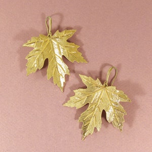 Delicate Textured Metal Maple Leaf Hook Earrings
