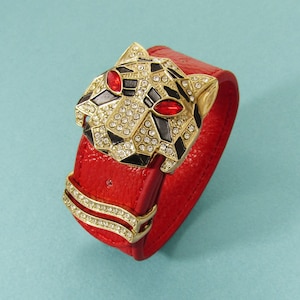 Punk Stoned Tiger Leather Belt Bracelet
