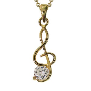Cubic Zirconia Note Necklace 18 inch plus 3 inch extension