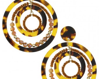 Round Acetate with Beads Earrings