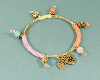 Tree Heart smile Charms Cotton Braided Bangle Bracelet