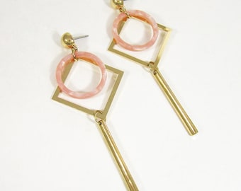 Acetate Resin Geometric Dangle Post Earring