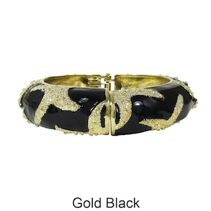 Textured Starfish Enamel Hinge Bangle Cuff Bracelet