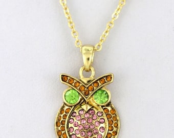 Collar de amuleto de piedra de búho