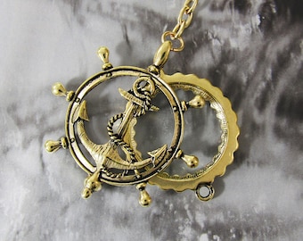 Anchor 6 Times Magnifier Magnifying Glass Top Sliding Magnet Pendant Key Chain