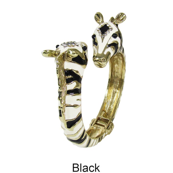 Two Head Zebra Enamel Stone Hinge Bangle Bracelet - Etsy