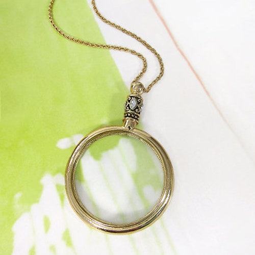 Vintage Pendant Chain Necklace Magnifier Jewelry Magnifying Glass Gift Necklace 