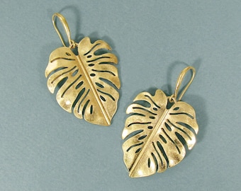 Tropical Monstera Hook Earrings