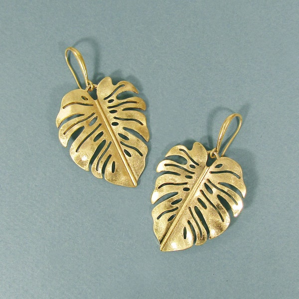 Tropical Monstera Hook Earrings