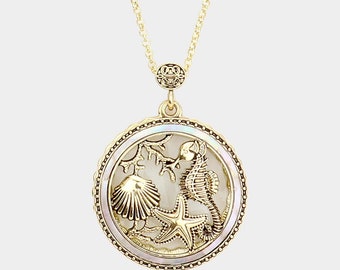 Sea Life 6 Times Magnifier Magnifying Glass Top Sliding Magnet Pendant Necklace, 30 inch plus 3 inch