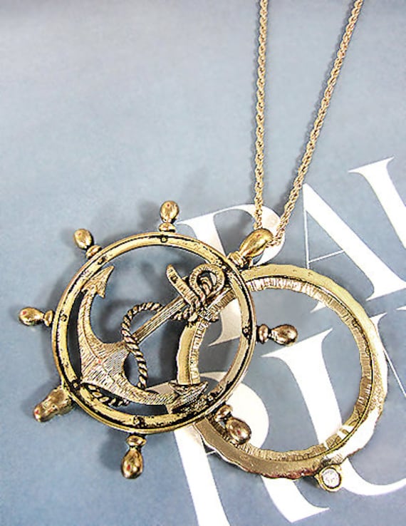 Anchor 6 Times Magnifier Magnifying Glass Top Sliding Magnet Pendant Necklace, 30 inch plus 3 inch