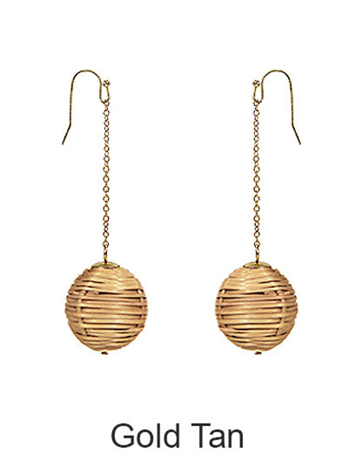 Rattan Earring Bamboo Ball With Long Chain Earring Hand Etsy