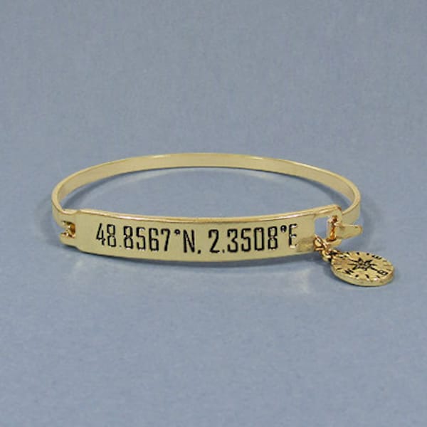 Stamped Compass Cuff Bracelet