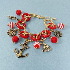 Marine Compass Anchor Boat Handle Linked Chain Bracelet