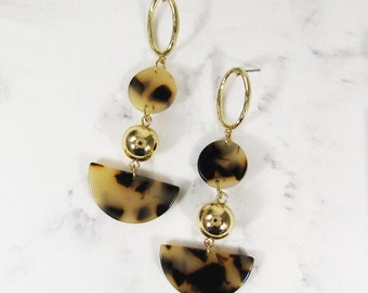 Acetate Resin Geometric Dangle Post Earrings