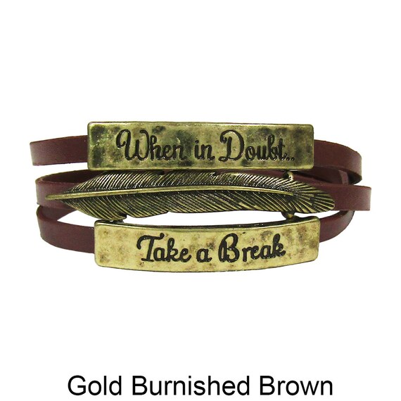 Take A Breath Feather Wrap Leather Button Bracelet - Etsy