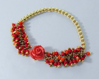 Rose Multi Color Kralen Rekbare Armband