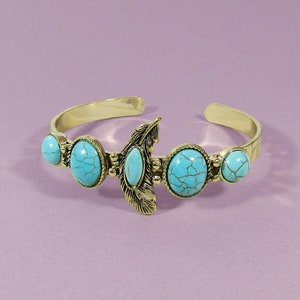 Turquoise Feather Antique Cuff Bracelet