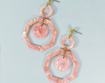 Acetate Resin Geometric Dangle Post Earrings