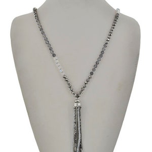 Long beads and Multi chain tassel necklace