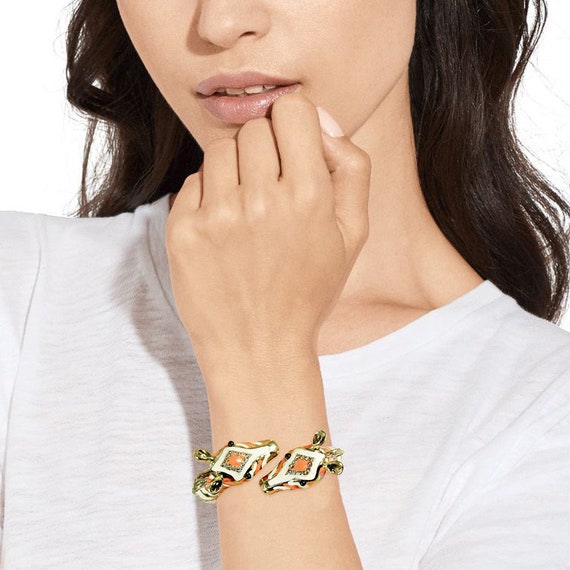 Two Head Zebra Enamel Stone Hinge Bangle Bracelet - Etsy