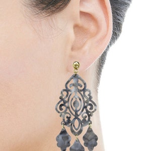 Acetate Resin Chandelier  Filigree Dangle Drop Post Earrings