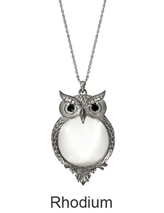 Owl magnifying glass necklace discount