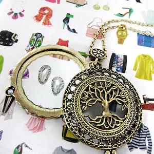 Tree of Life 6 Times Magnifier Magnifying Glass Top Sliding Magnet Pendant Necklace, 30 inch plus 3 inch