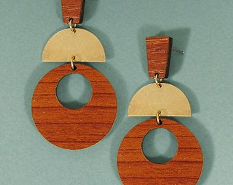 Geometric Wood Post Earrings
