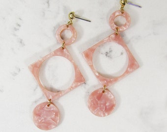 Acetate Resin Geometric Post Earrings