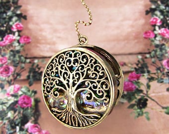 Tree of Life Abalone Locket Long Y Type Necklace