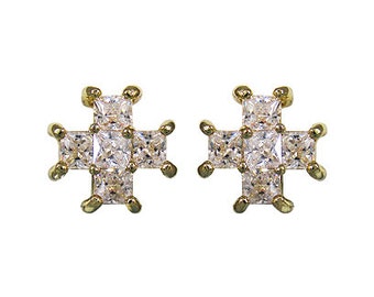 Cubic Zirconia Cross Drop Dangle & Drop Post earring