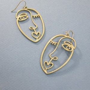 Picasso Face Design Drop Dangle Hook Earrings