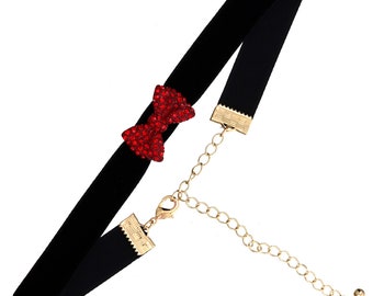 Ribbon Pendant Black Suede Choker