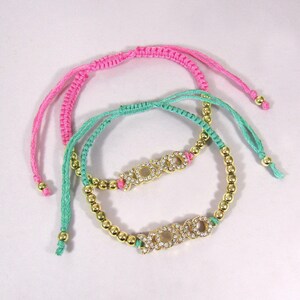 Pulseira trançada com contas de bola XOXO apedrejadas