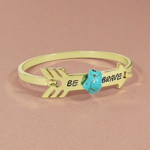 Be Brave Turquoise Arrow Bangle Cuff Bracelet