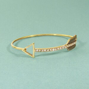 Stoned Curved Arrow Wired Cuff Bracelet