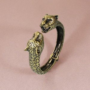 Leopard  Delicate Casting Hinge Cuff Bracelet