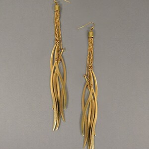 Metal Tassel Fringe Long  Dangle Drop Earrings