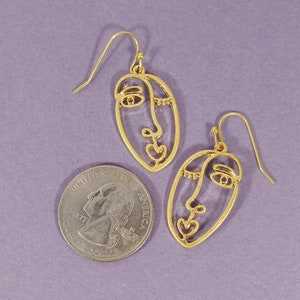 Picasso Face Design Drop Dangle Hook Earrings-Small Size