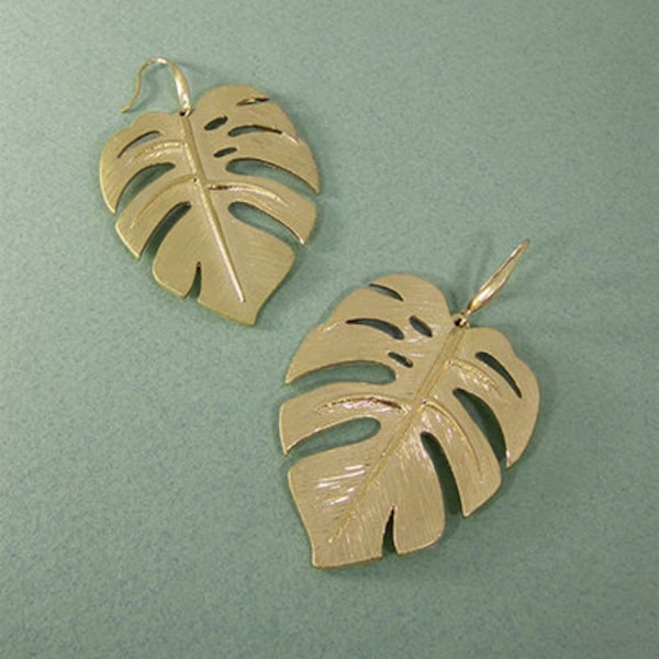 Monstera earrings Tropical plant Leaf earring Nature inspired floral leaves Hook earrings