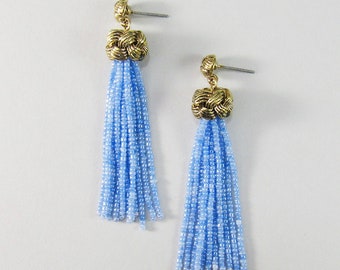 Beads Tassel Drop Dangle Post Earrings