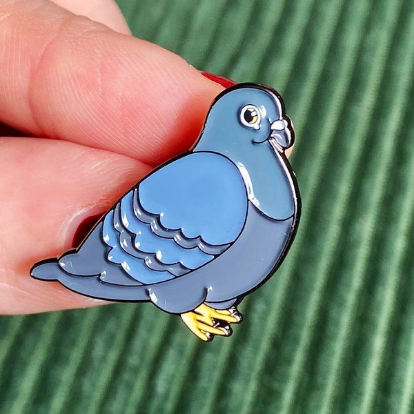 Cute chubby pigeon enamel pin