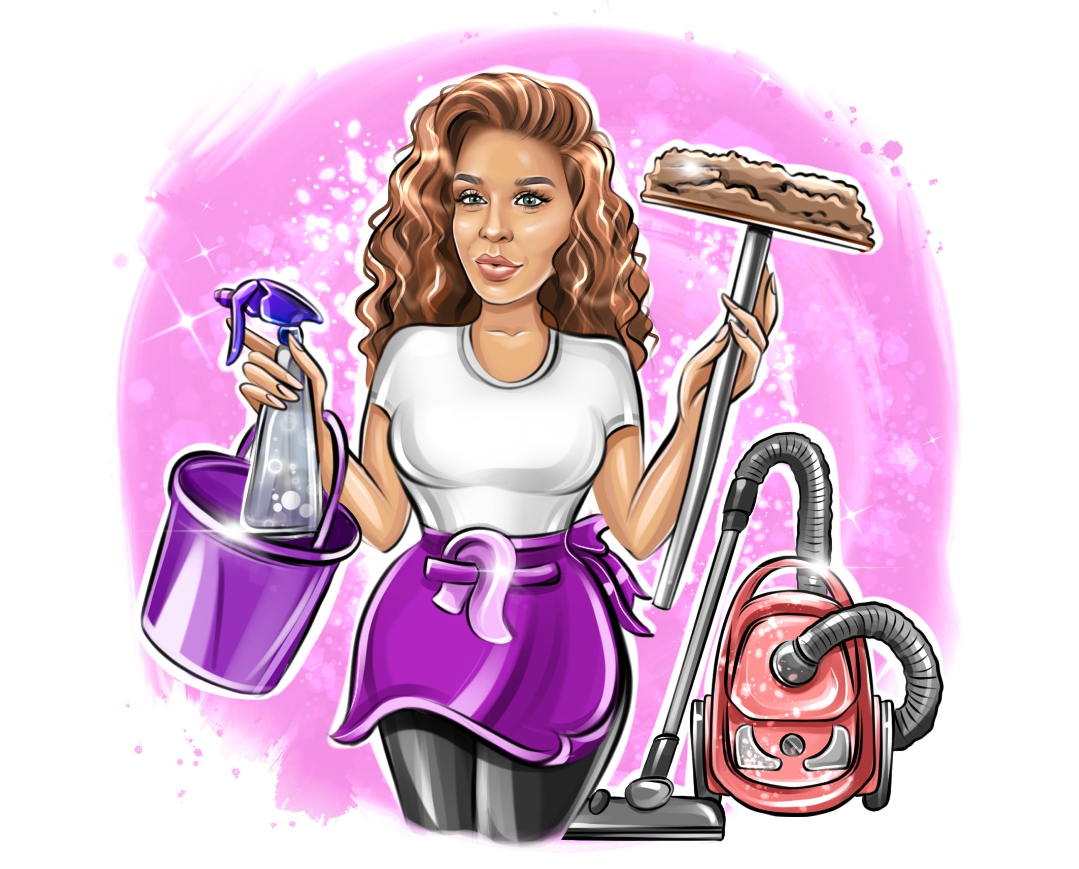 House chores logo Cleaning Business Logo Cartoon Portrait | Etsy