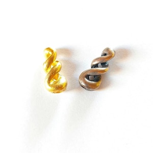 5 pieces twisted bead (6mmx15mm) intermediate part, swirl, spiral, barrel bead, spacer beads gold-plated - silver-plated, jewelry processing DIY
