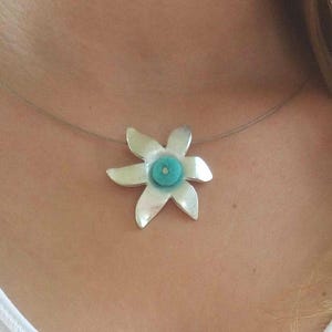 Pendant, antique silver, blossom, flower (diameter 40 mm) for jewelry making, metal, DIY