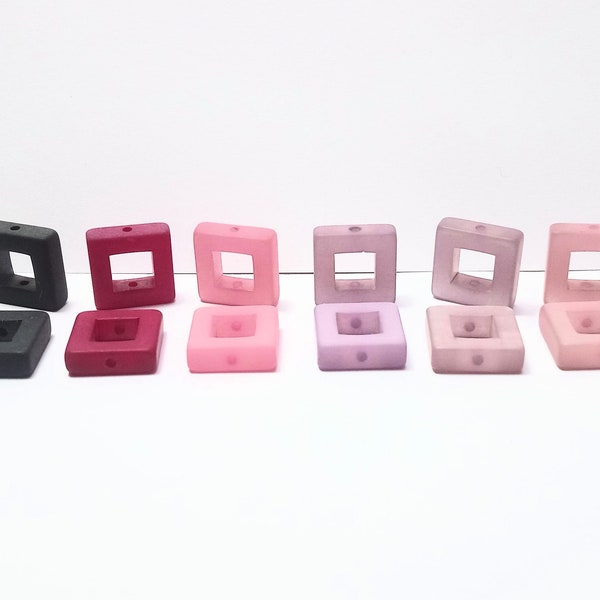 Eckige Polaris Perlen (16mm x 16mm), Viereck, Quatrat aus Kunststoff zum Auffädeln, Rahmen, Zwischenelement, Schmuckperlen DIY